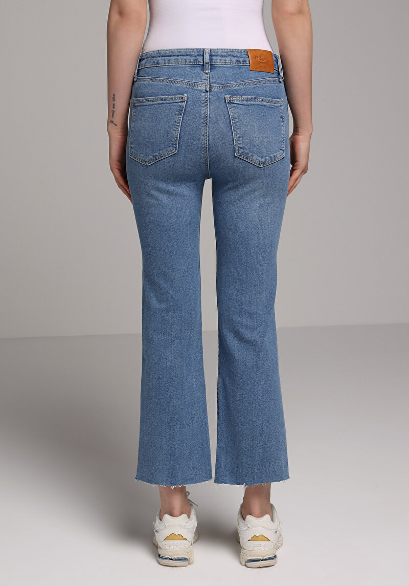 Slim Fit   Kadın Mid İndigo Denim Jean Pantolon