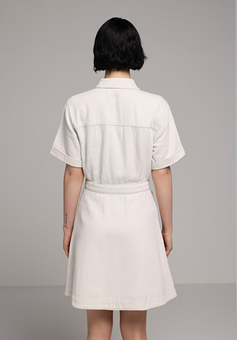 Regular Fit Düz Kadın Colour Denim Kısa Kol Elbise