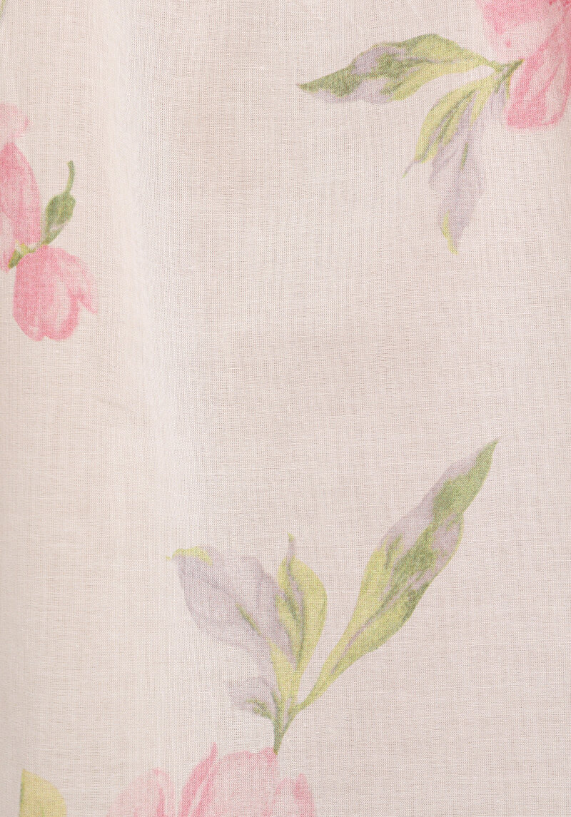 Fashion Fit Yuvarlak Yaka Metraj Baskılı Kadın Pembe Uzun Kol Gömlek