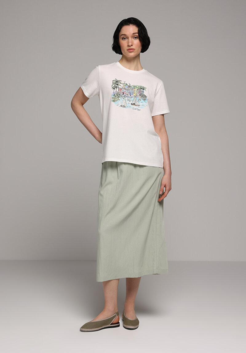 Midi Düz Kadın Yeşil Etek