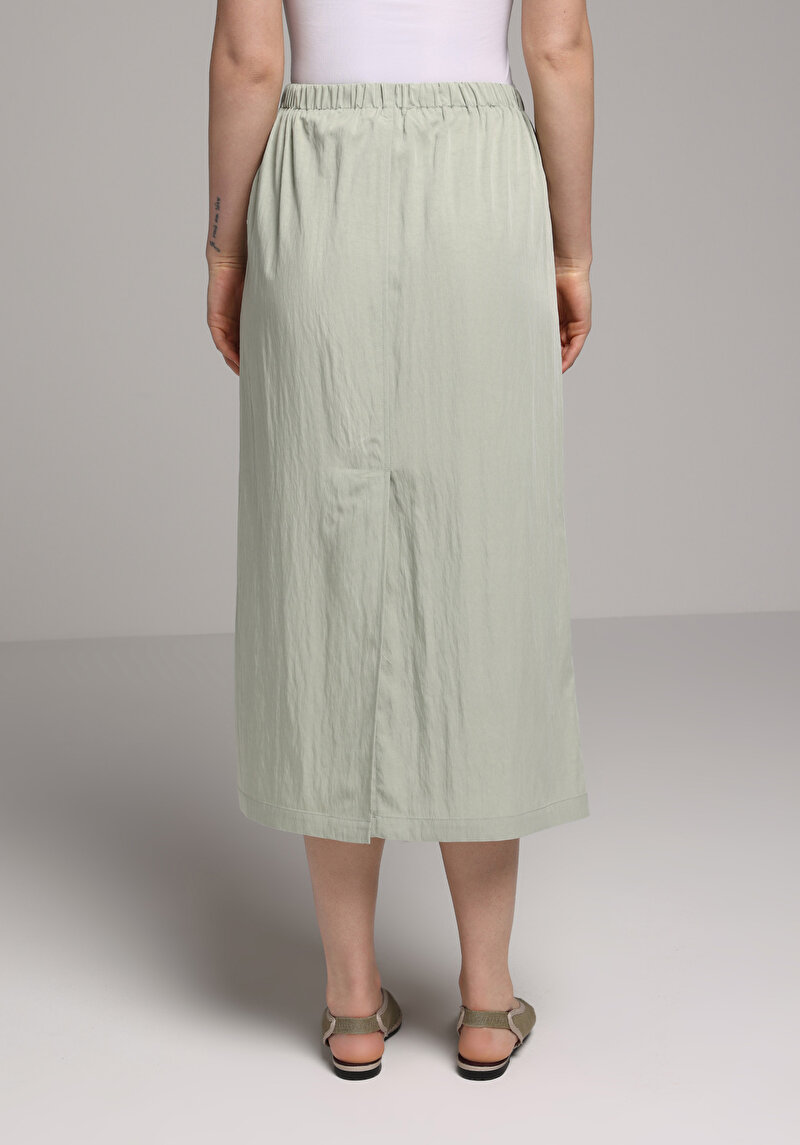 Midi Düz  Kadın Yeşil Etek
