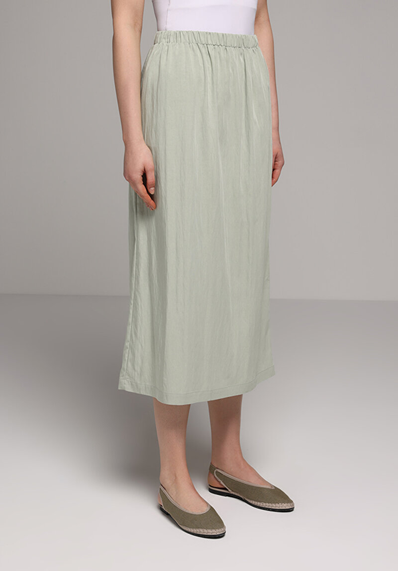 Midi Düz Kadın Yeşil Etek