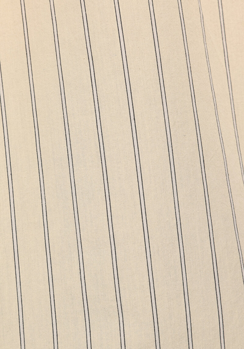 Boyfriend Fit Shirt Neck Çizgili Kadın Sari Uzun Kol Gömlek