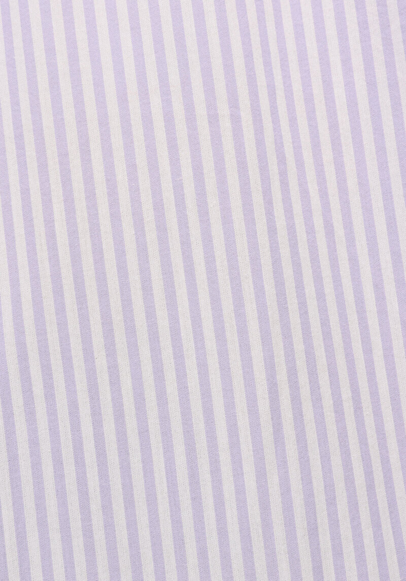 Boyfriend Fit Shirt Neck Çizgili Kadın Mor Uzun Kol Gömlek