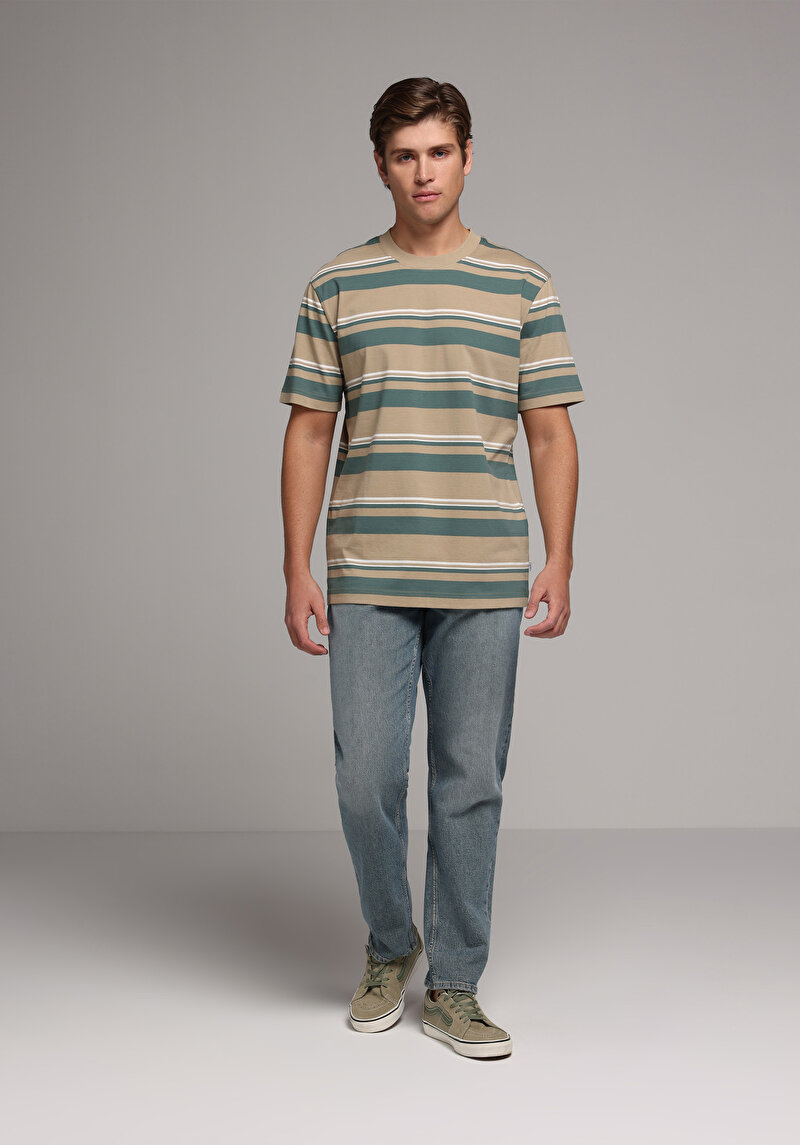 Regular Tapered Fit Erkek Green Cast Denim Jean Pantolon