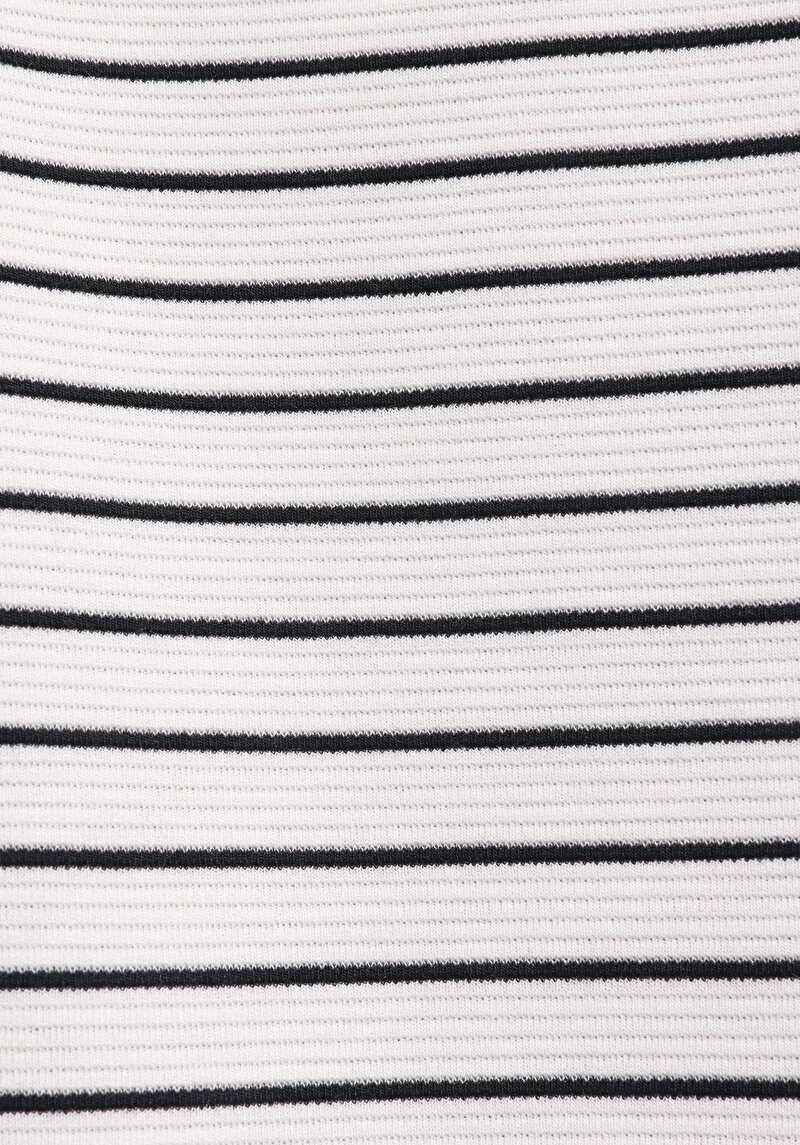 Regular Fit Polo Yaka Çizgili Erkek Beyaz Kısa Kol Tişört
