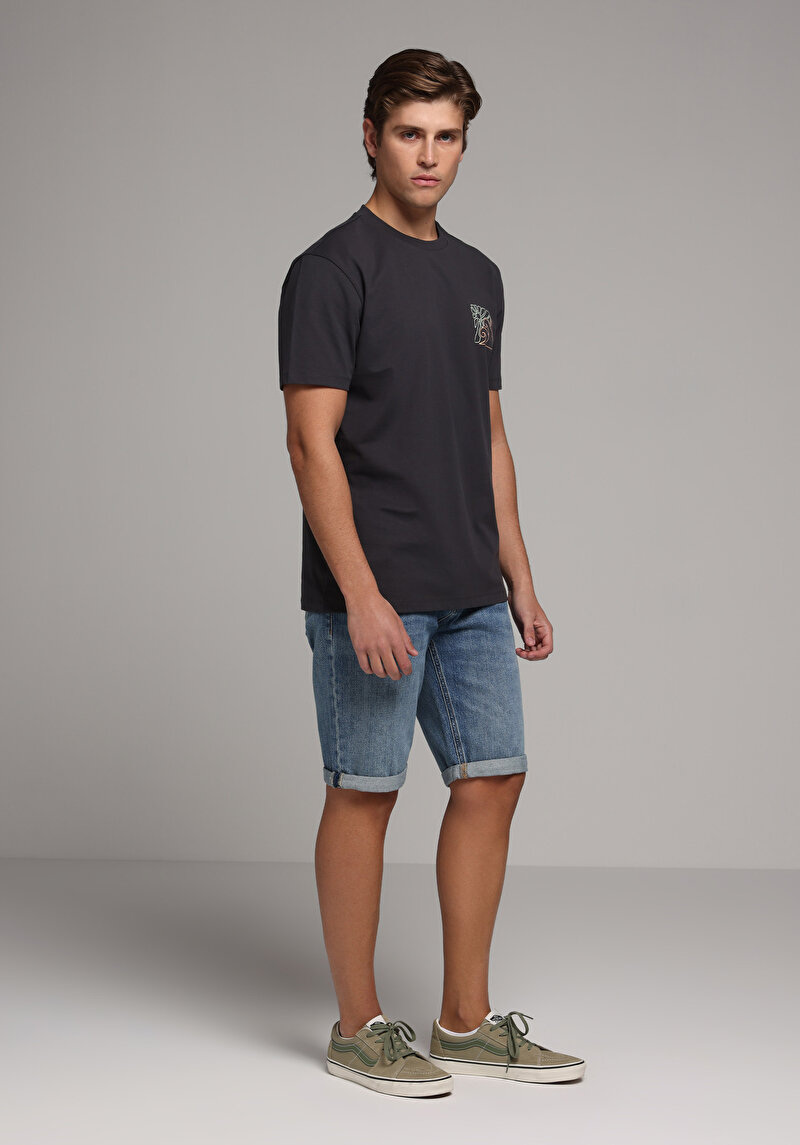 Regular Fit Yuvarlak Yaka Düz Erkek Gri Kısa Kol Tişört