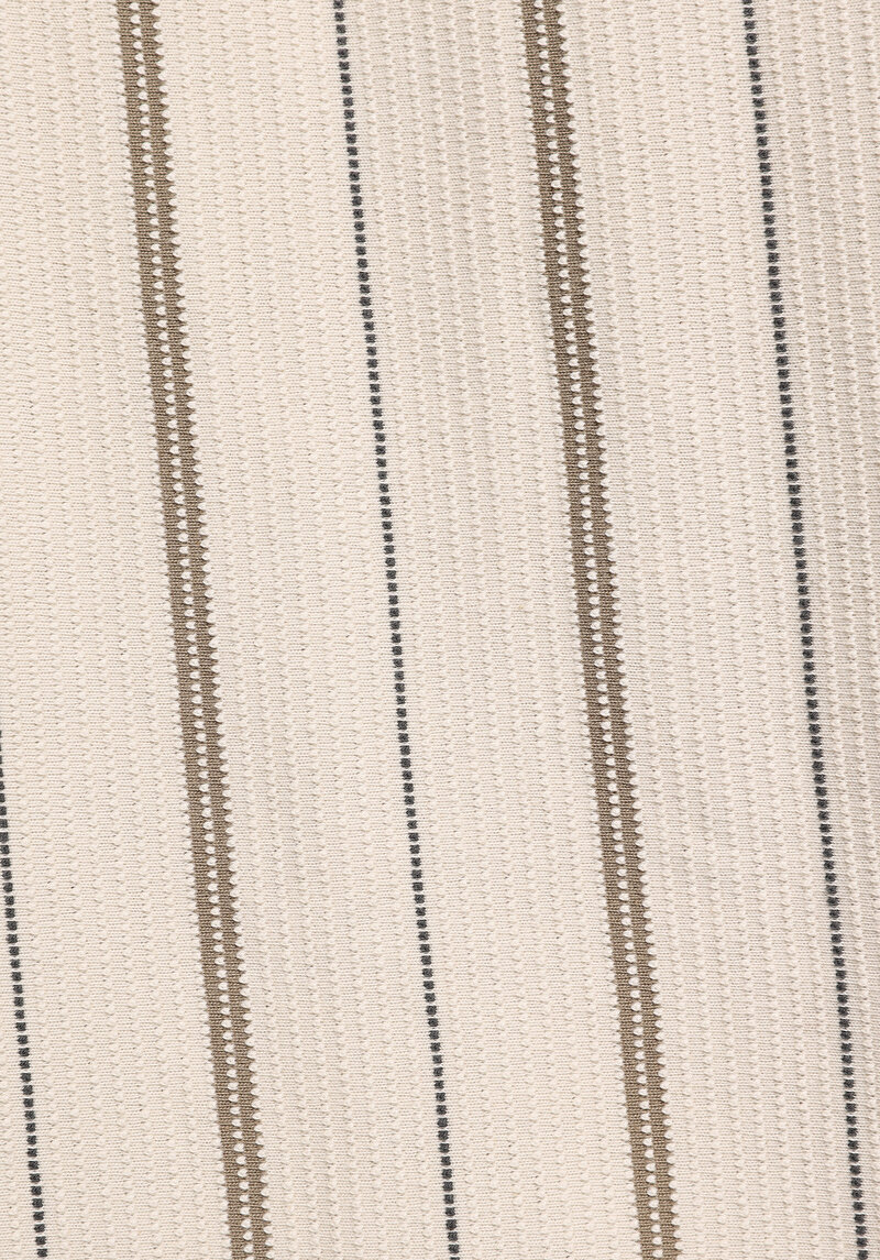 Regular Fit Polo Yaka Çizgili Erkek Ekru Kısa Kol Tişört