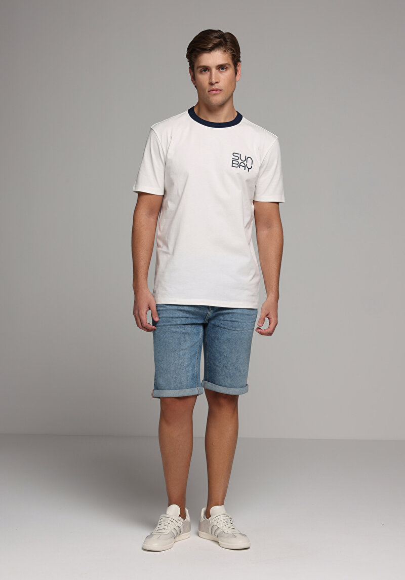 Straight Fit Düşük Bel Düz Erkek Light İndigo Denim Jean Şort