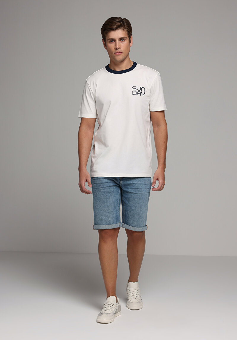 Straight Fit Düşük Bel Düz Erkek Light İndigo Denim Jean Şort