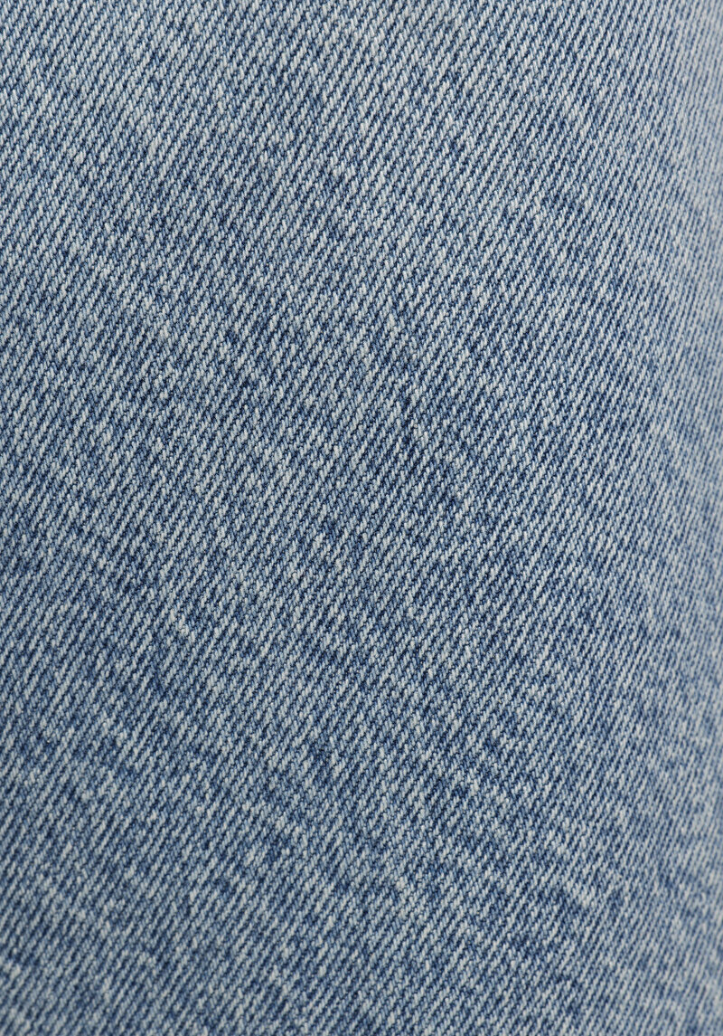 Loose Straight Fit Orta Bel Düz Erkek Light İndigo Denim Jean Şort