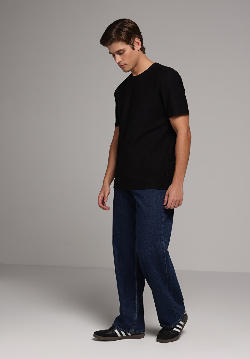 Relaxed Fit Erkek Dark İndigo Denim Jean Pantolon
