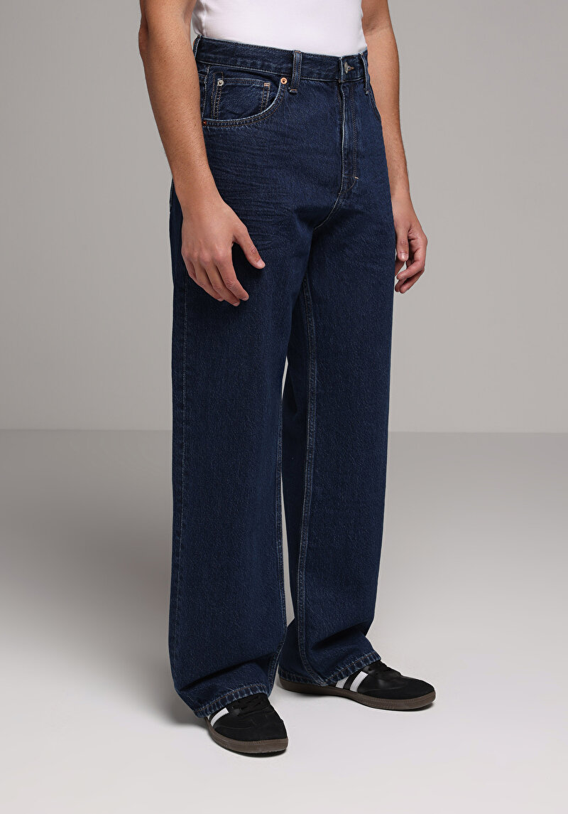 Relaxed Fit   Erkek Dark İndigo Denim Jean Pantolon