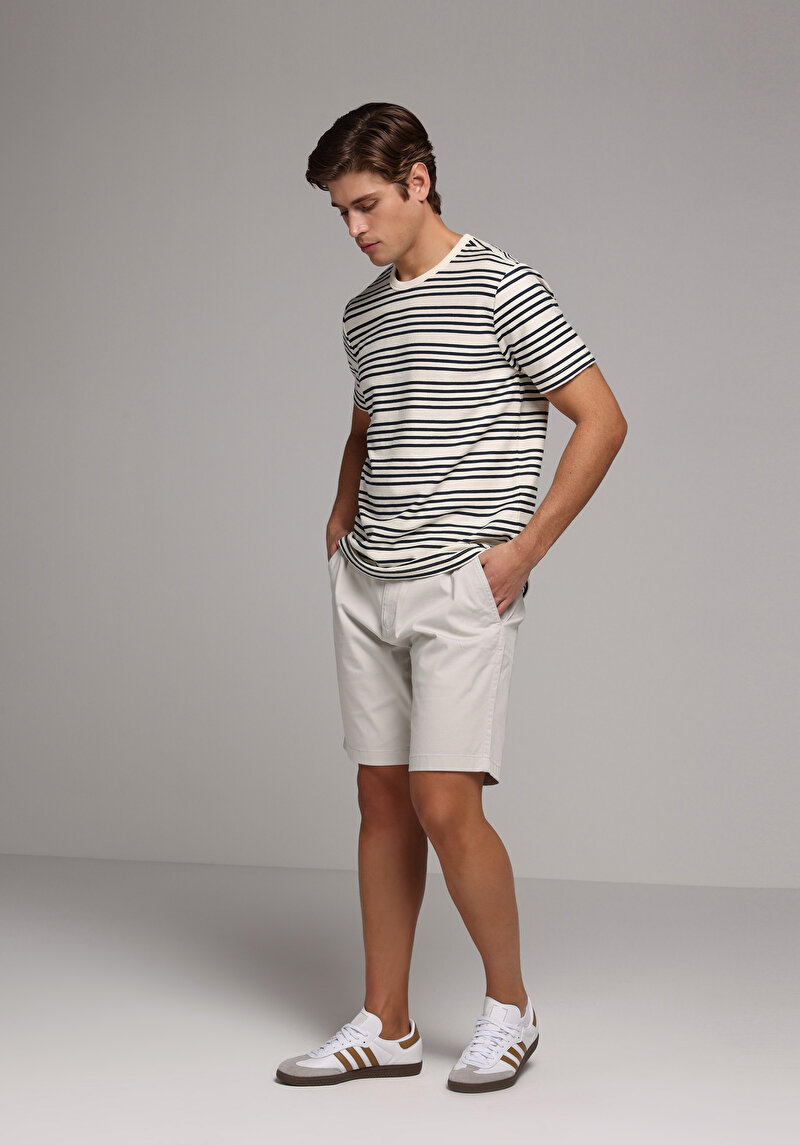 Regular Fit Orta Bel Düz Erkek Taş Şort