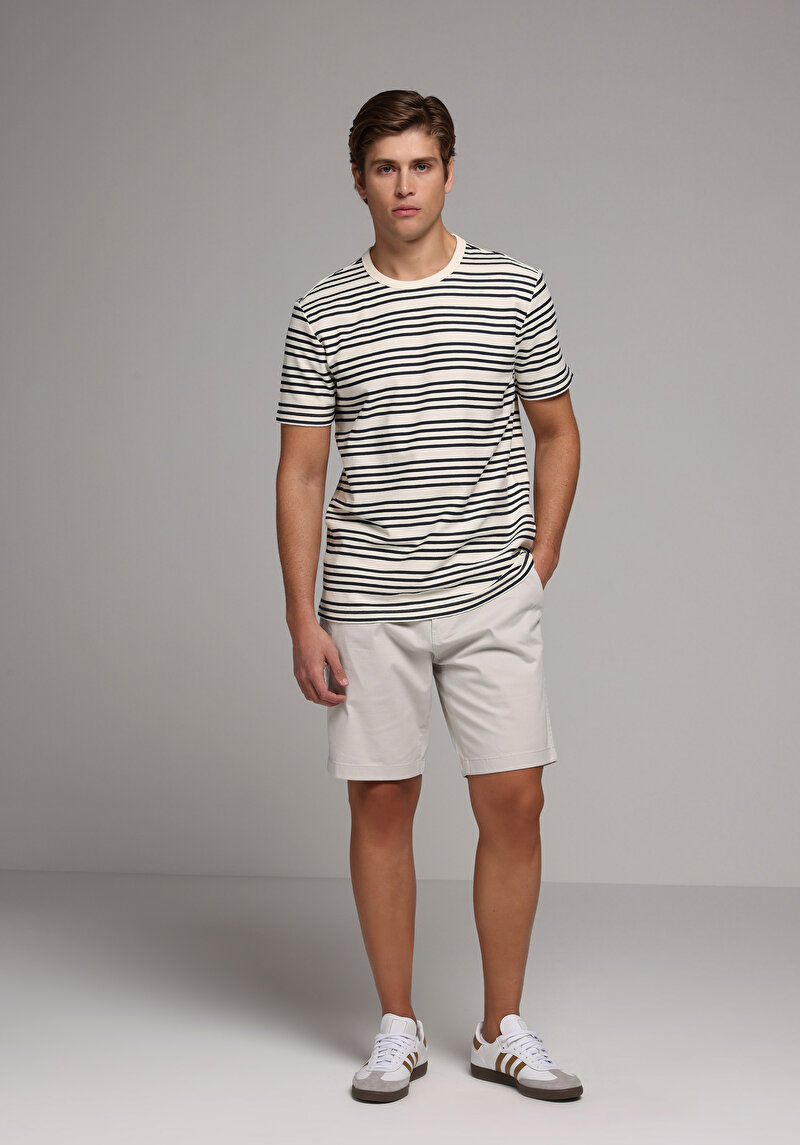 Regular Fit Orta Bel Düz Erkek Taş Şort