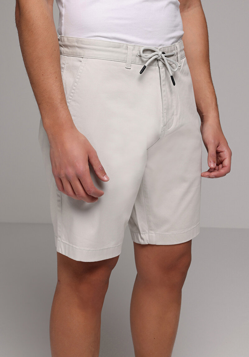 Regular Fit Orta Bel Düz Erkek Taş Şort