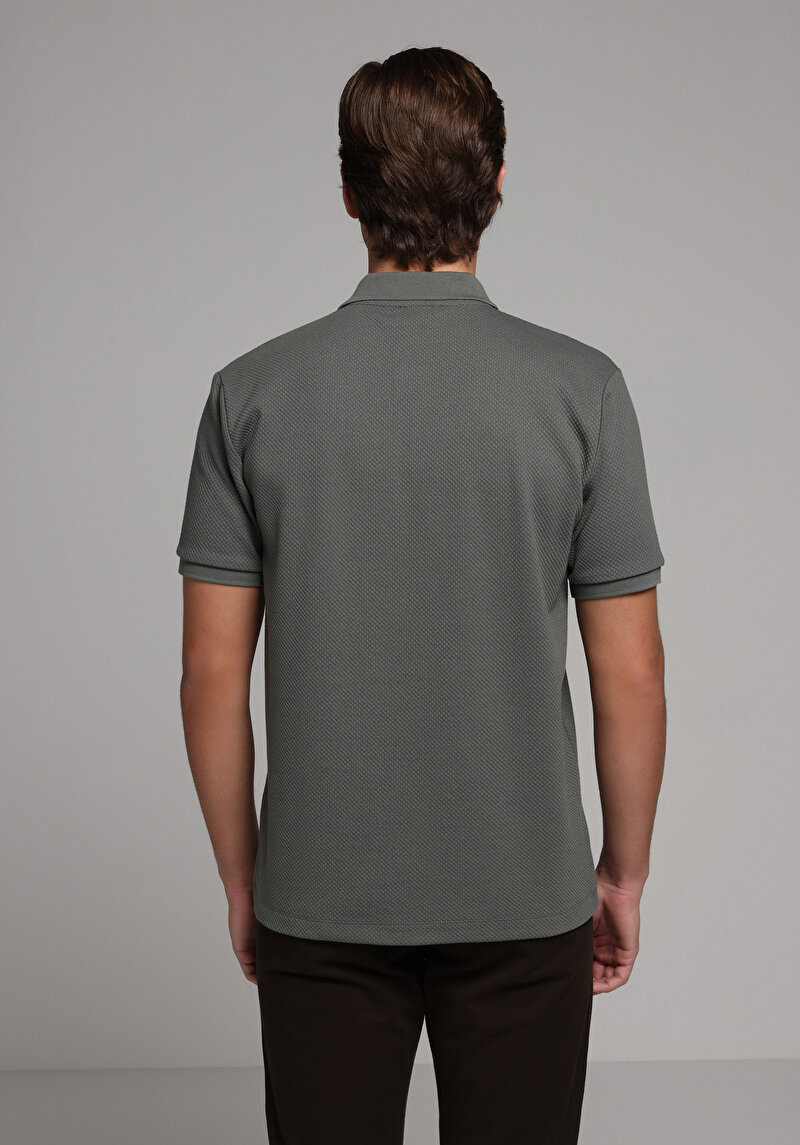 Regular Fit Polo Yaka Düz Erkek Yeşil Kısa Kol Tişört