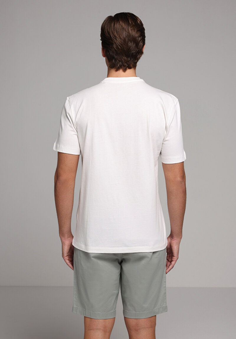 Regular Fit Yuvarlak Yaka Düz Erkek Beyaz Kısa Kol Tişört
