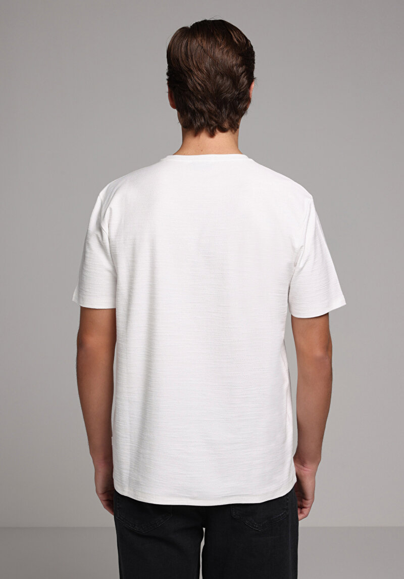 Regular Fit Yuvarlak Yaka Düz Erkek Beyaz Kısa Kol Tişört