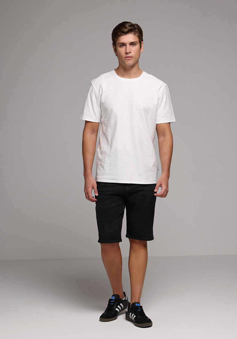 Regular Fit Yuvarlak Yaka Düz Erkek Beyaz Kısa Kol Tişört