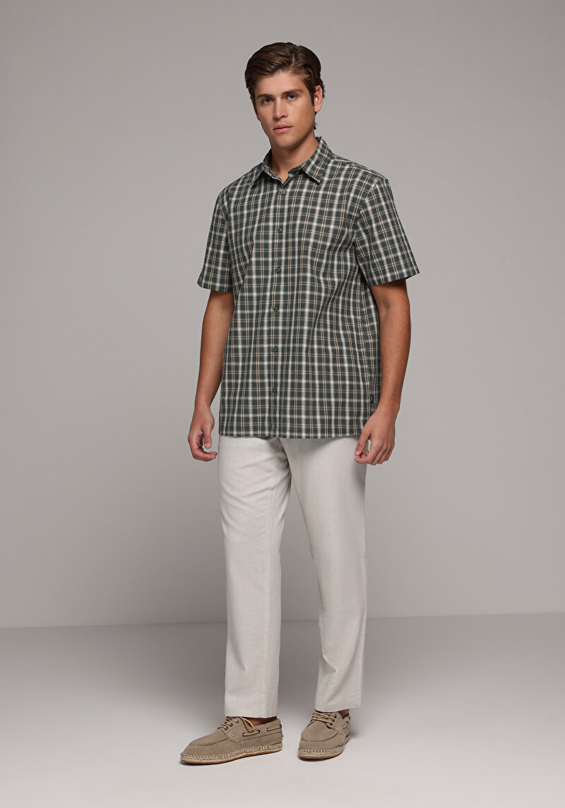 Regular Fit Orta Bel Düz Paça Erkek Taş  Pantolon