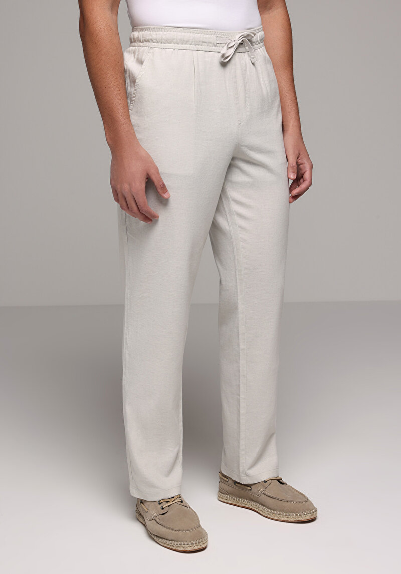 Regular Fit Orta Bel Düz Paça Erkek Taş  Pantolon