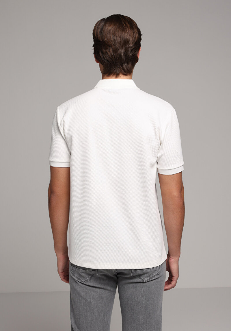 Regular Fit Polo Yaka Düz Erkek Beyaz Kısa Kol Tişört