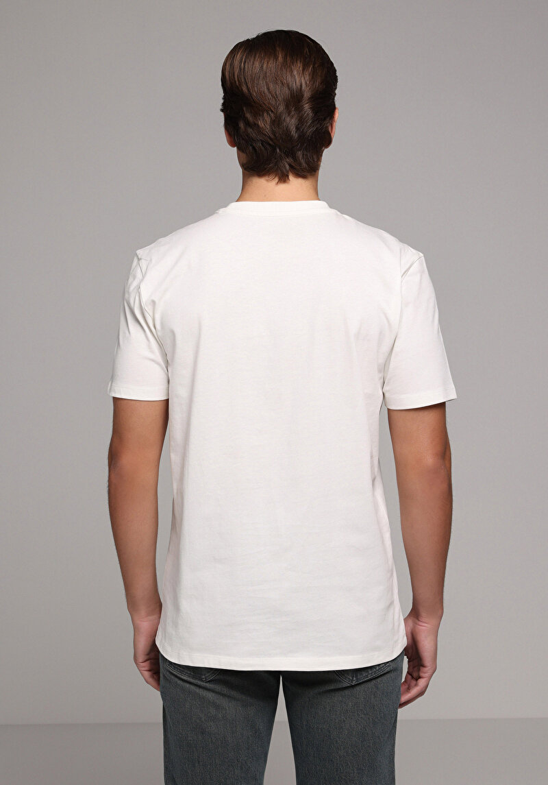 Regular Fit Yuvarlak Yaka Düz Erkek Beyaz Kısa Kol Tişört