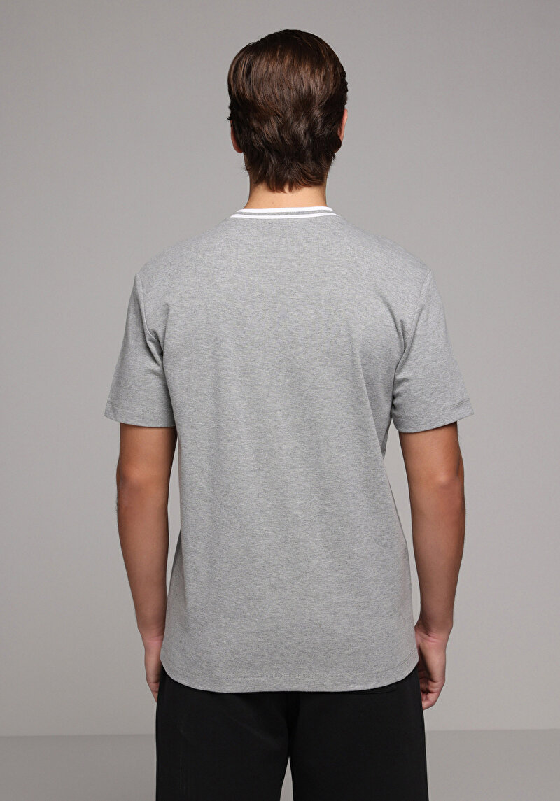 Regular Fit Yuvarlak Yaka Düz Erkek Gri Kısa Kol Tişört
