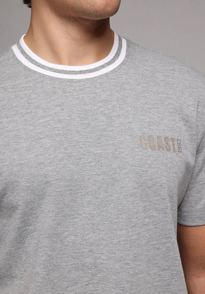 Regular Fit Yuvarlak Yaka Düz Erkek Gri Kısa Kol Tişört