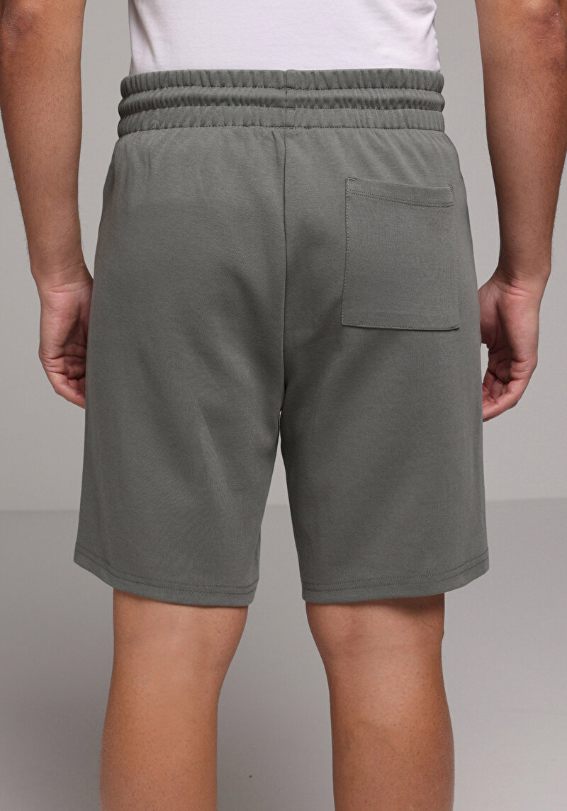 Regular Fit Orta Bel Düz Erkek Yeşil Şort