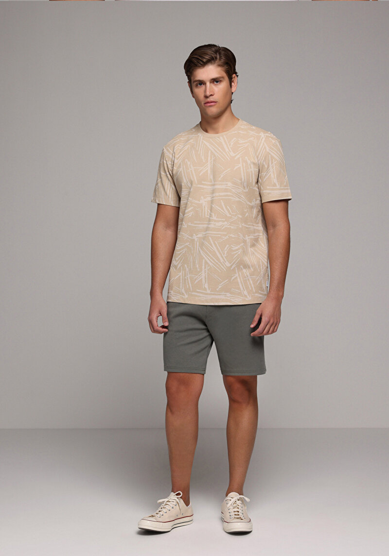 Regular Fit Orta Bel Düz Erkek Yeşil Şort