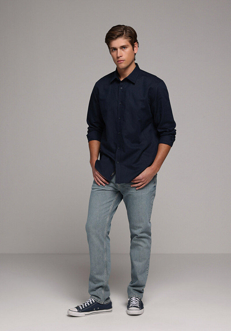 Regular Fit Erkek Light İndigo Denim Jean Pantolon