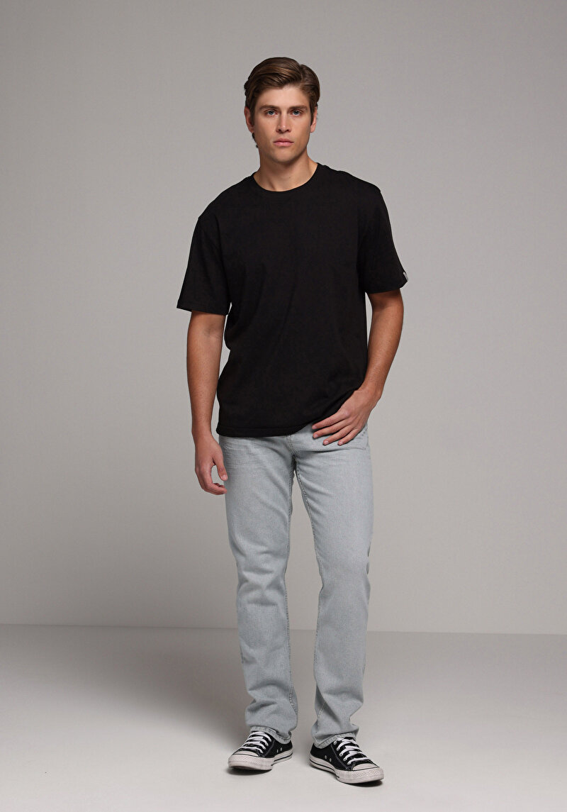 Straight Fit Erkek Light İndigo Denim Jean Pantolon