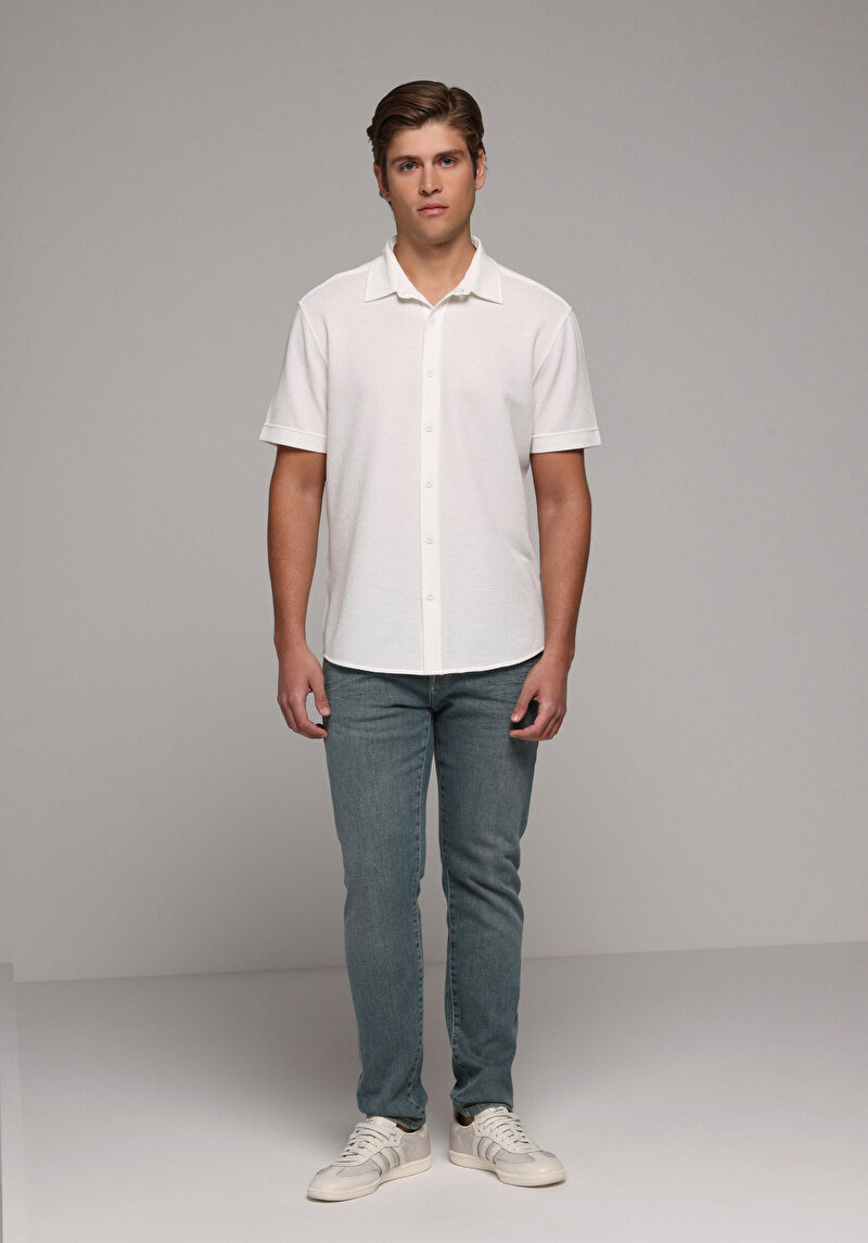 Slim Fit   Erkek Green Cast Denim Jean Pantolon