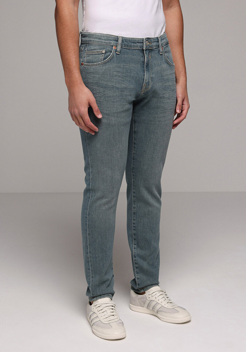 Slim Fit Erkek Green Cast Denim Jean Pantolon