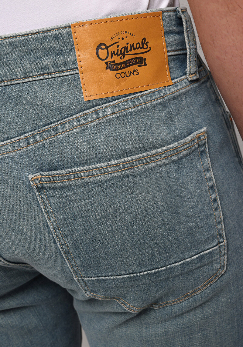 Slim Fit   Erkek Green Cast Denim Jean Pantolon