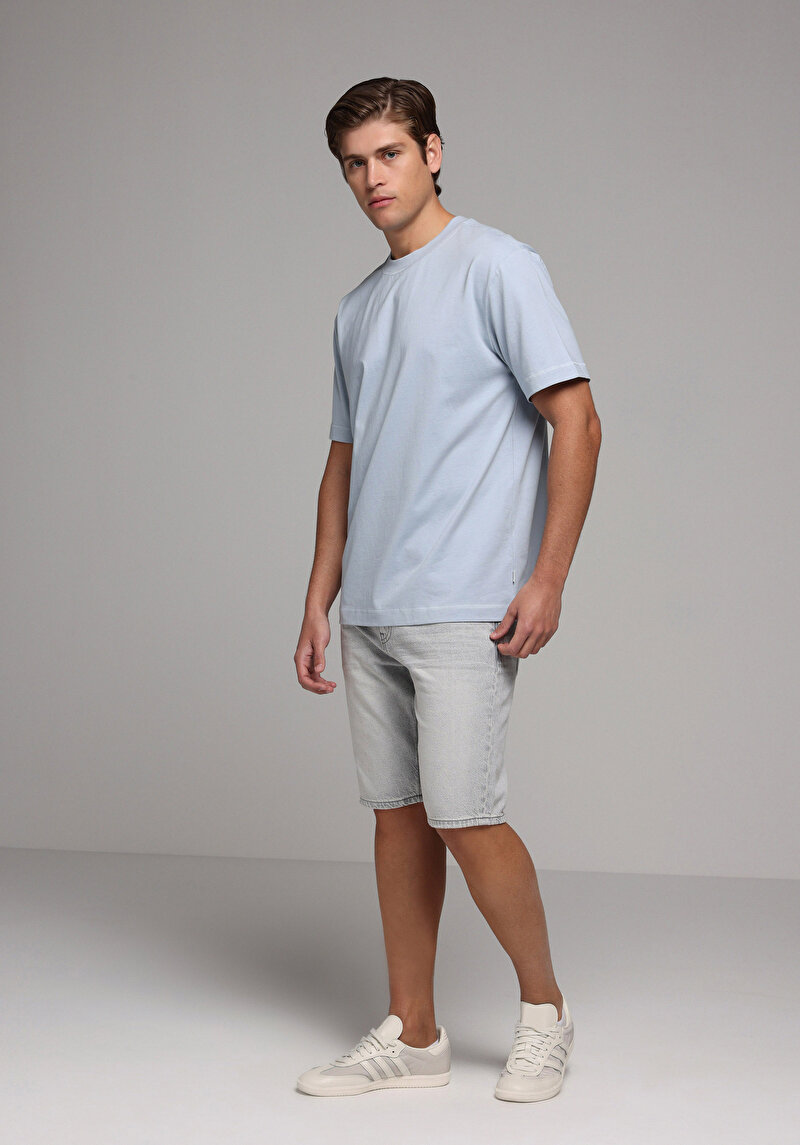 Regular Fit Orta Bel Düz Erkek Black Denim Jean Şort