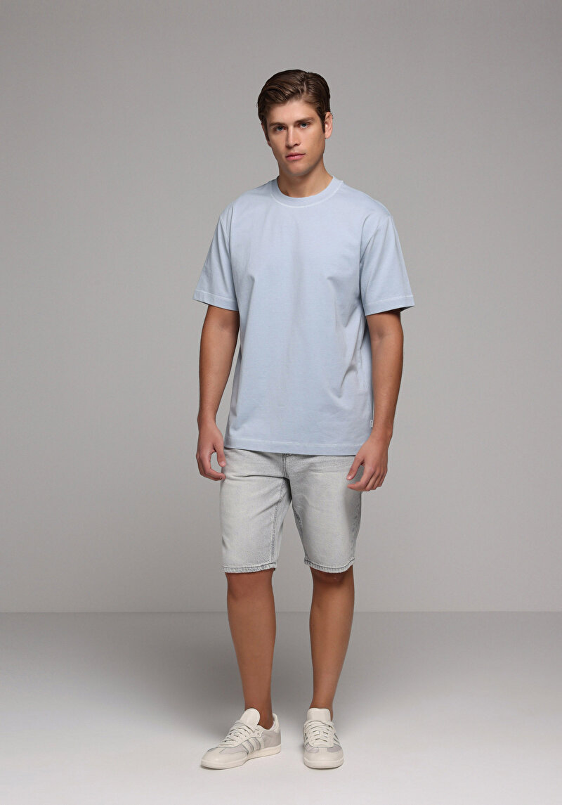 Regular Fit Orta Bel Düz Erkek Black Denim Jean Şort