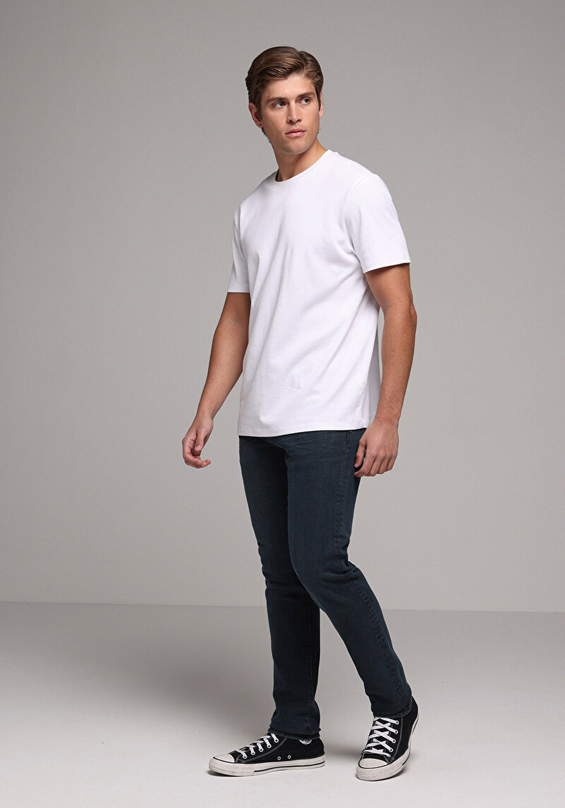 Slim Fit   Erkek Blue Black Denim Jean Pantolon