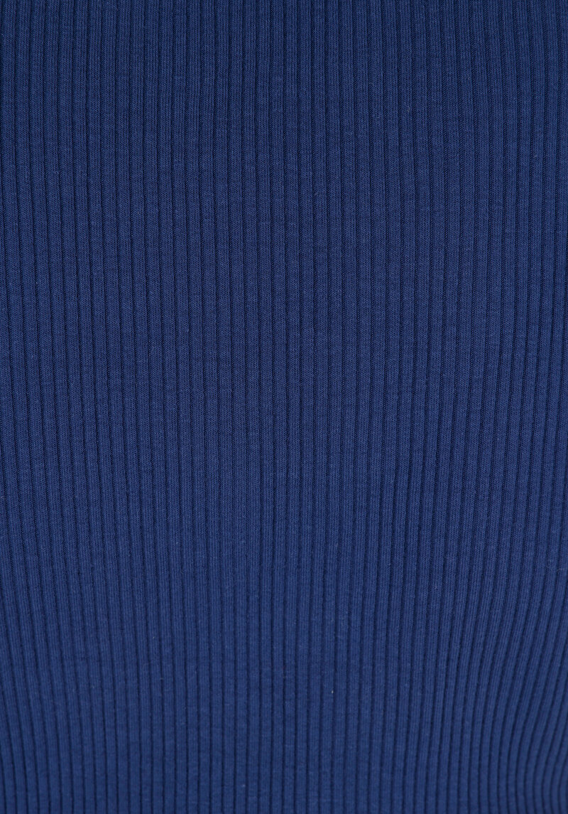 Slim Fit V Yaka Düz Kadın Lacivert Kısa Kol Tişört