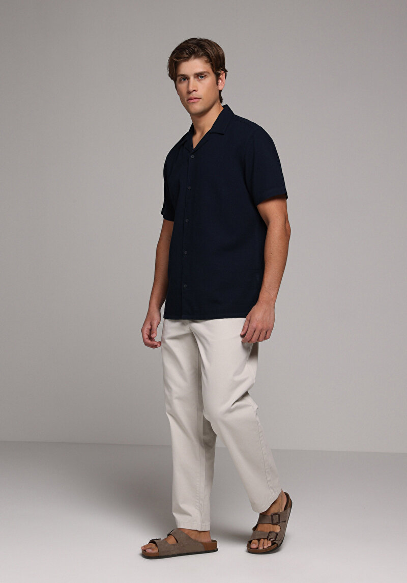 Regular Fit Orta Bel Düz Paça Erkek Taş Pantolon