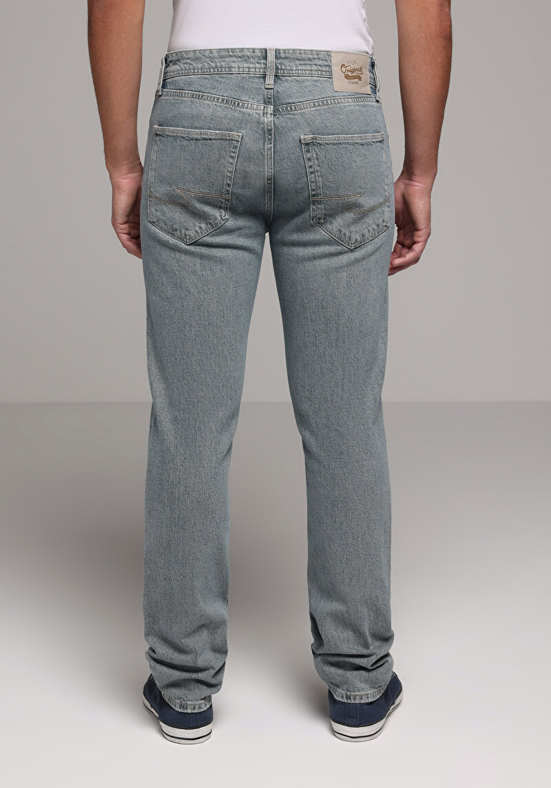 Straight Fit   Erkek Green Cast Denim Jean Pantolon