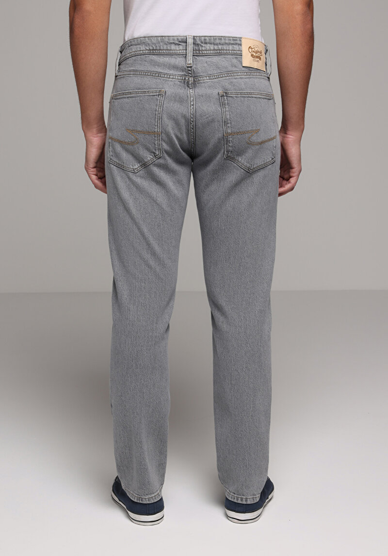 Regular Fit   Erkek Grey Denim Jean Pantolon