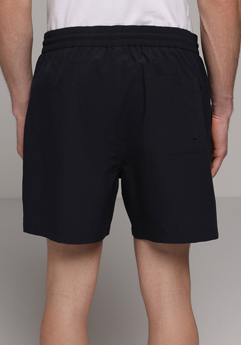 Slim Fit Düz Erkek Siyah Deniz Şortu