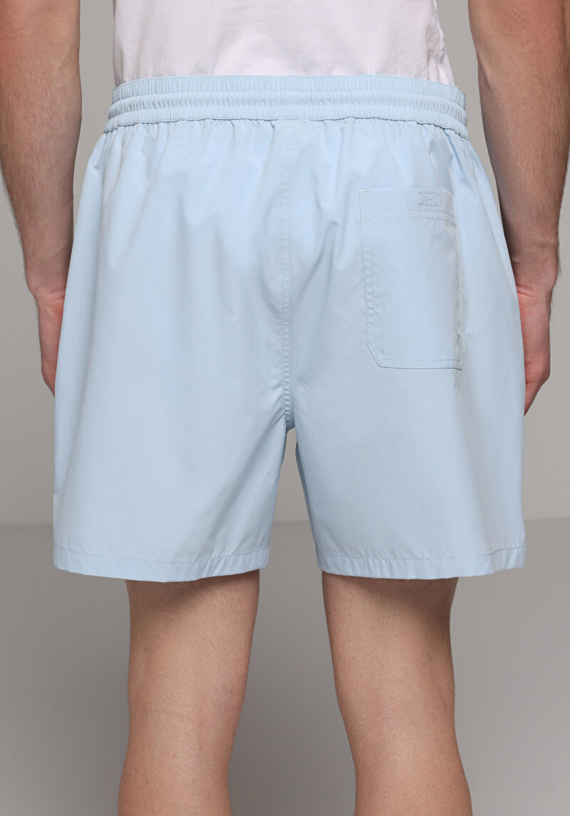 Slim Fit Düz Erkek Mavi Deniz Şortu