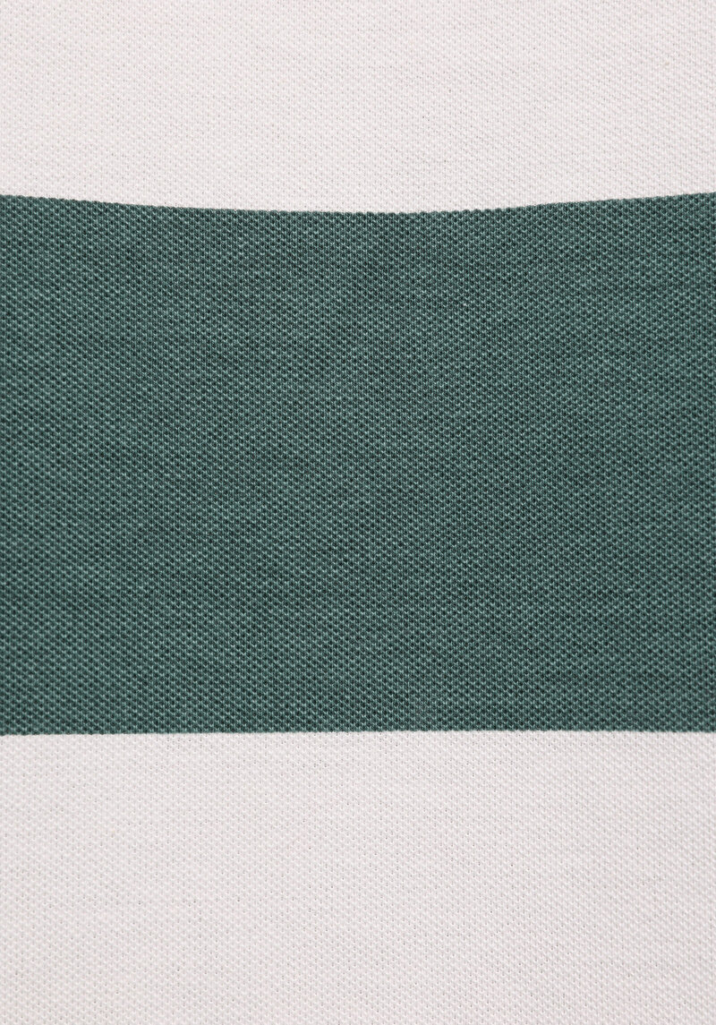 Regular Fit Polo Yaka Çizgili Erkek Yeşil Kısa Kol Tişört