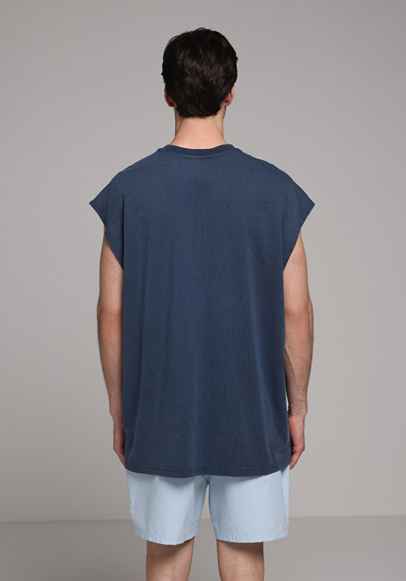 Oversize Fit Erkek Mavi Atlet