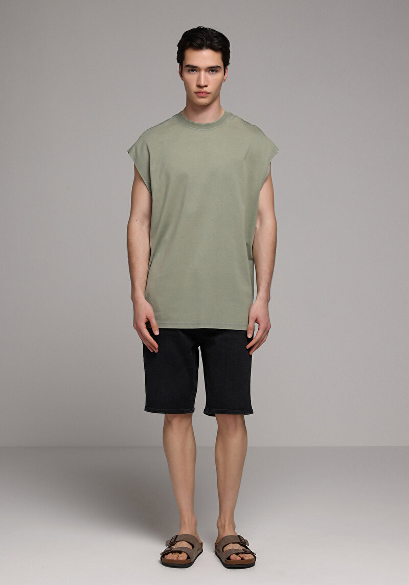 Oversize Fit Erkek Yeşil Atlet
