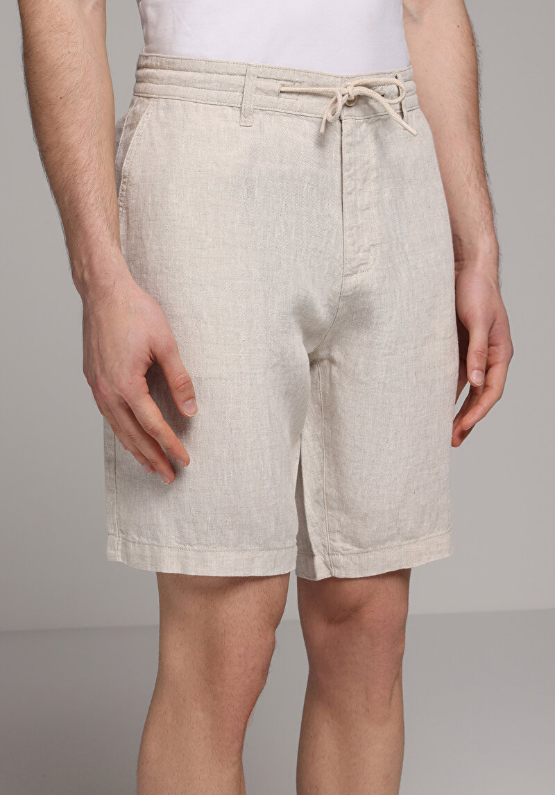 Regular Fit Orta Bel Düz Erkek Taş Şort